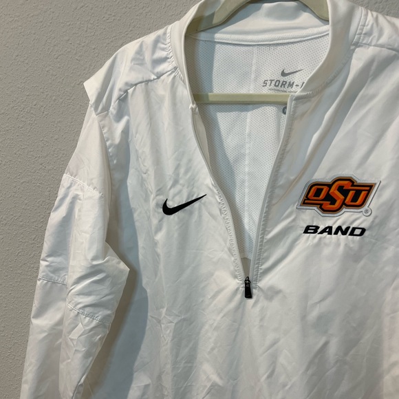 Oklahoma State Cowboys White Jacket Mens M Nike Storm Fit 1/4 Zipper - Picture 2 of 13